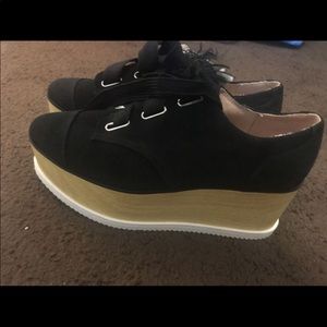 Real suede black platforms